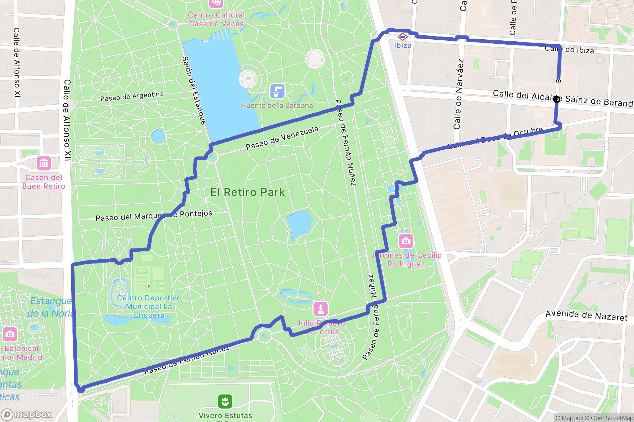 Madrid : carte du parcours de randonnée - Spain