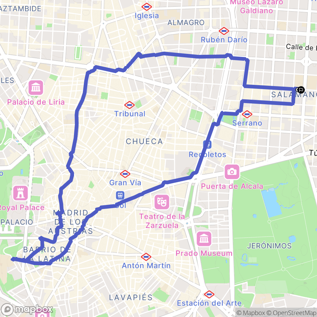 Madrid : carte du parcours de randonnée - Spain