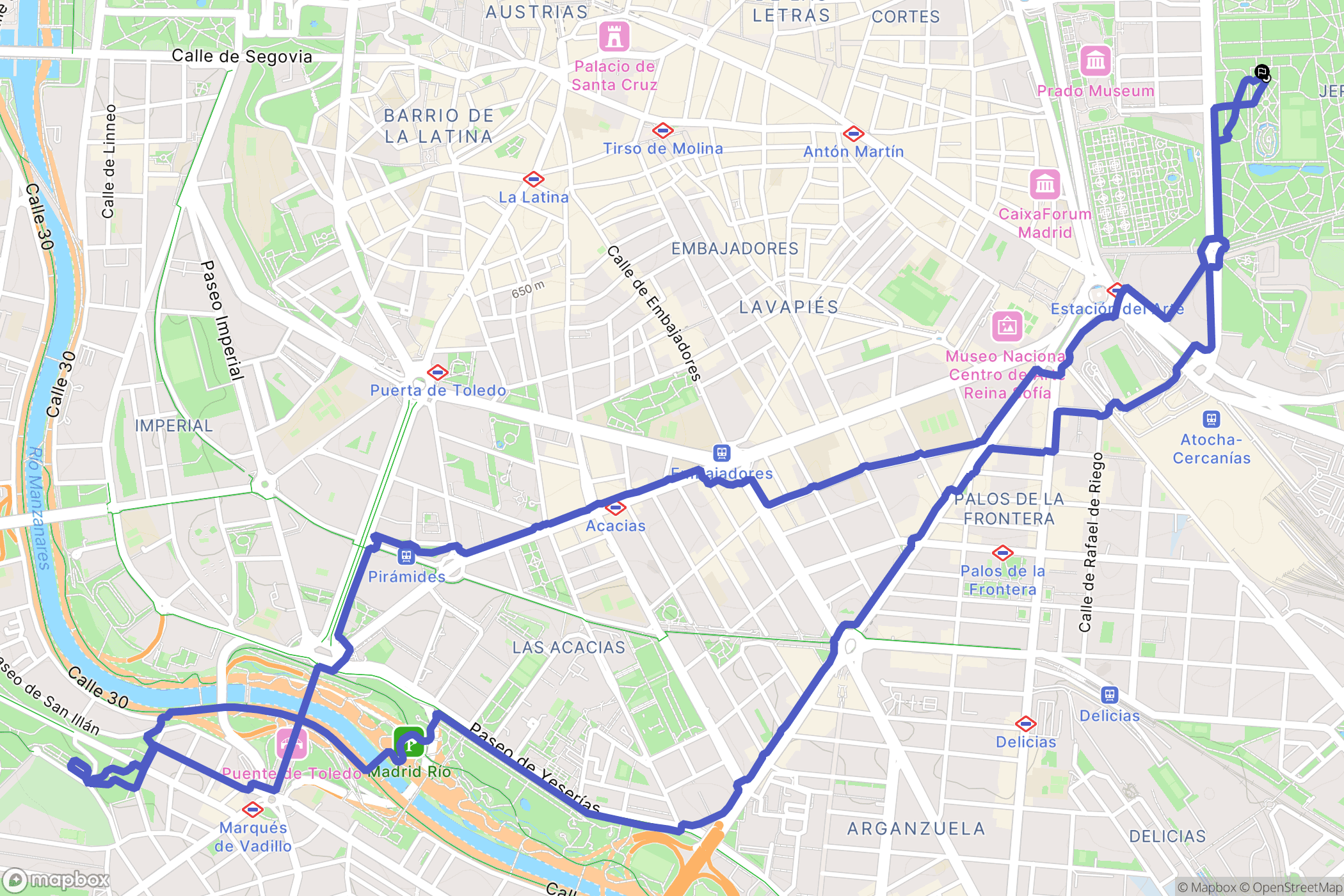Madrid : carte du parcours de randonnée - Spain