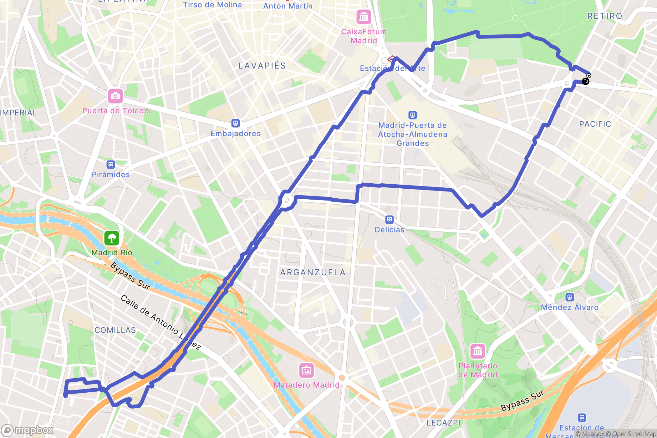Madrid : carte du parcours de randonnée - Spain