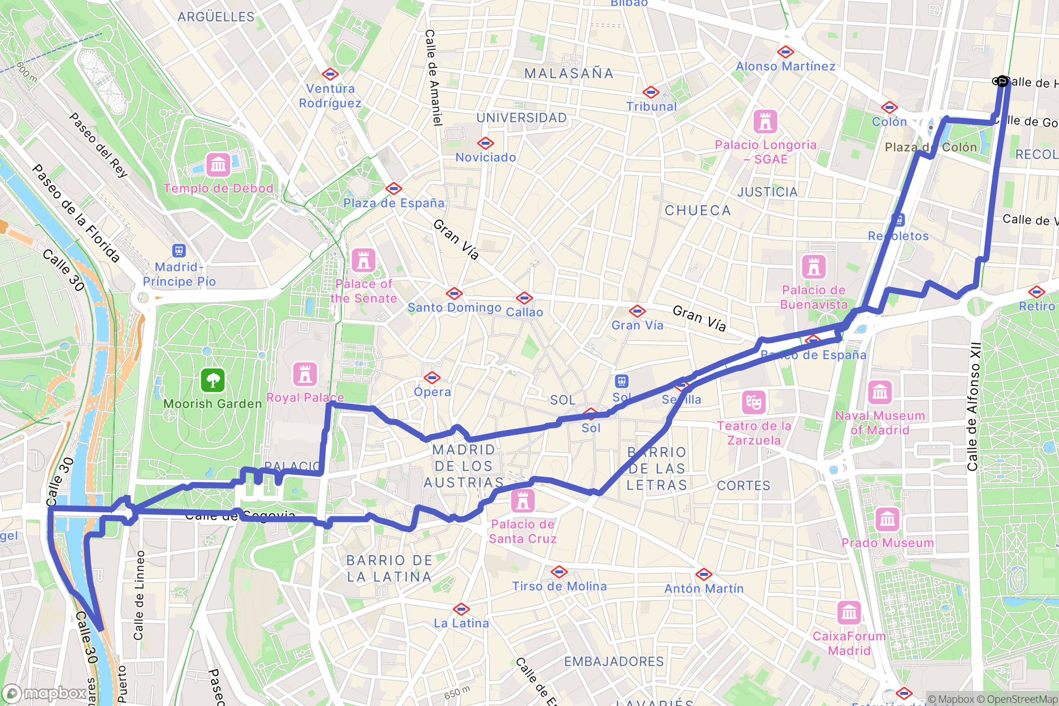 Madrid : carte du parcours de randonnée - Spain