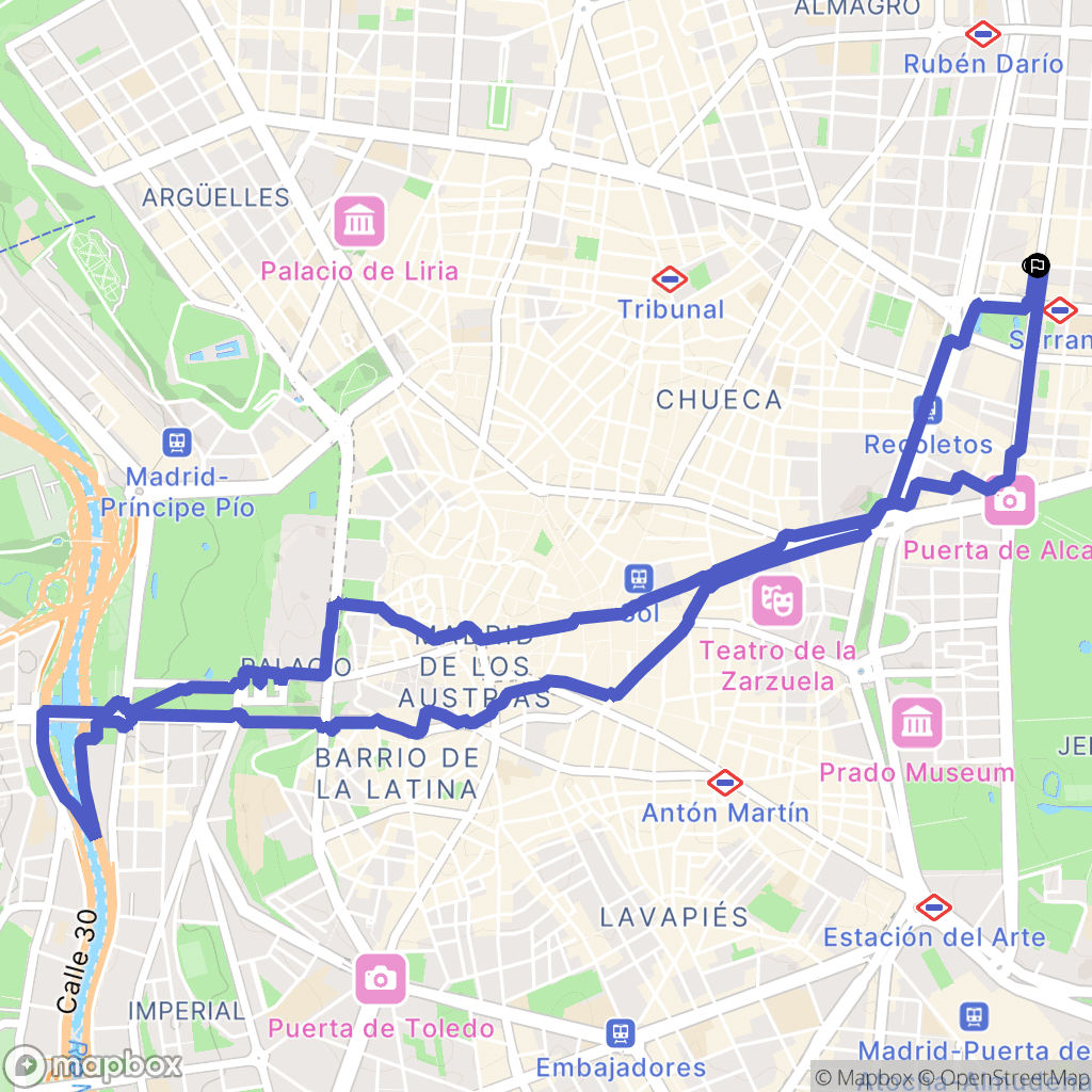 Madrid : carte du parcours de randonnée - Spain