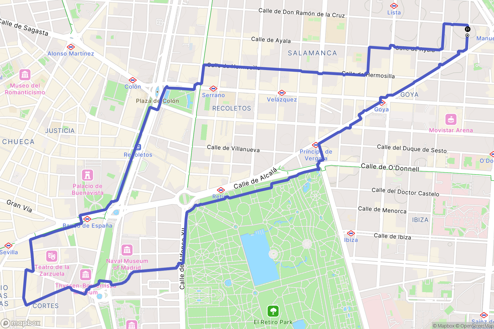 Madrid : carte du parcours de randonnée - Spain