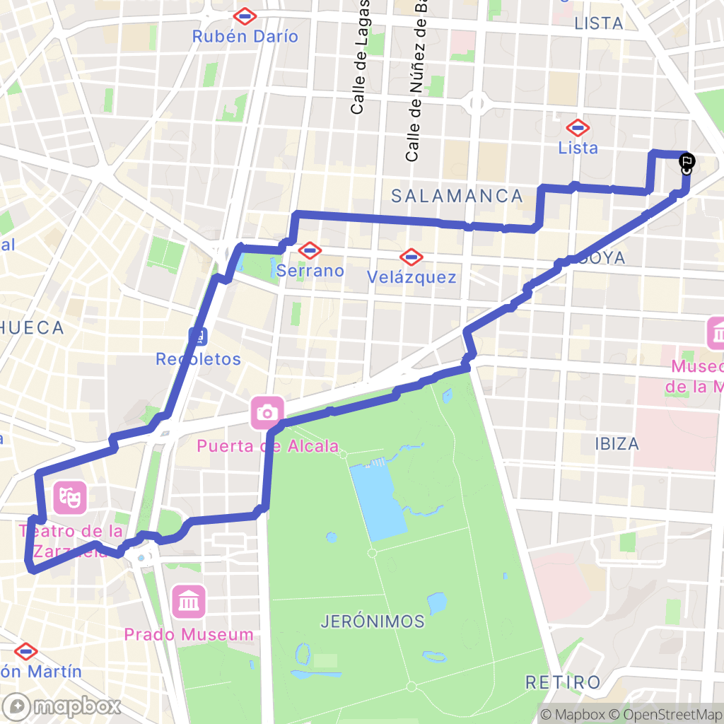 Madrid : carte du parcours de randonnée - Spain