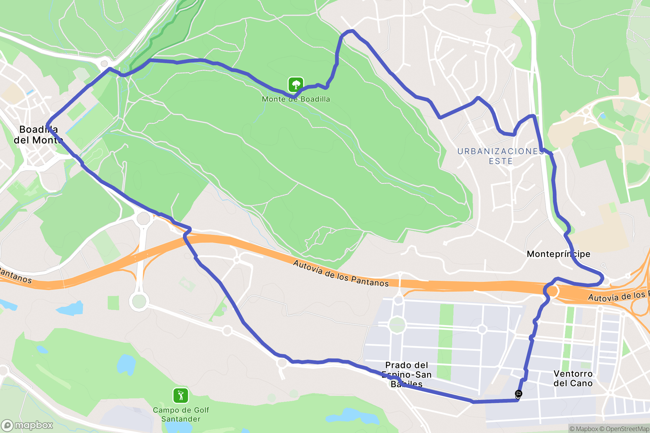 Alcorcón : carte du parcours de randonnée - Spain