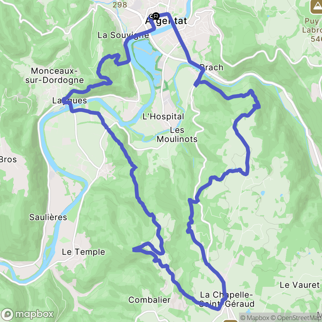 Argentat-sur-Dordogne : carte du parcours de randonnée - France