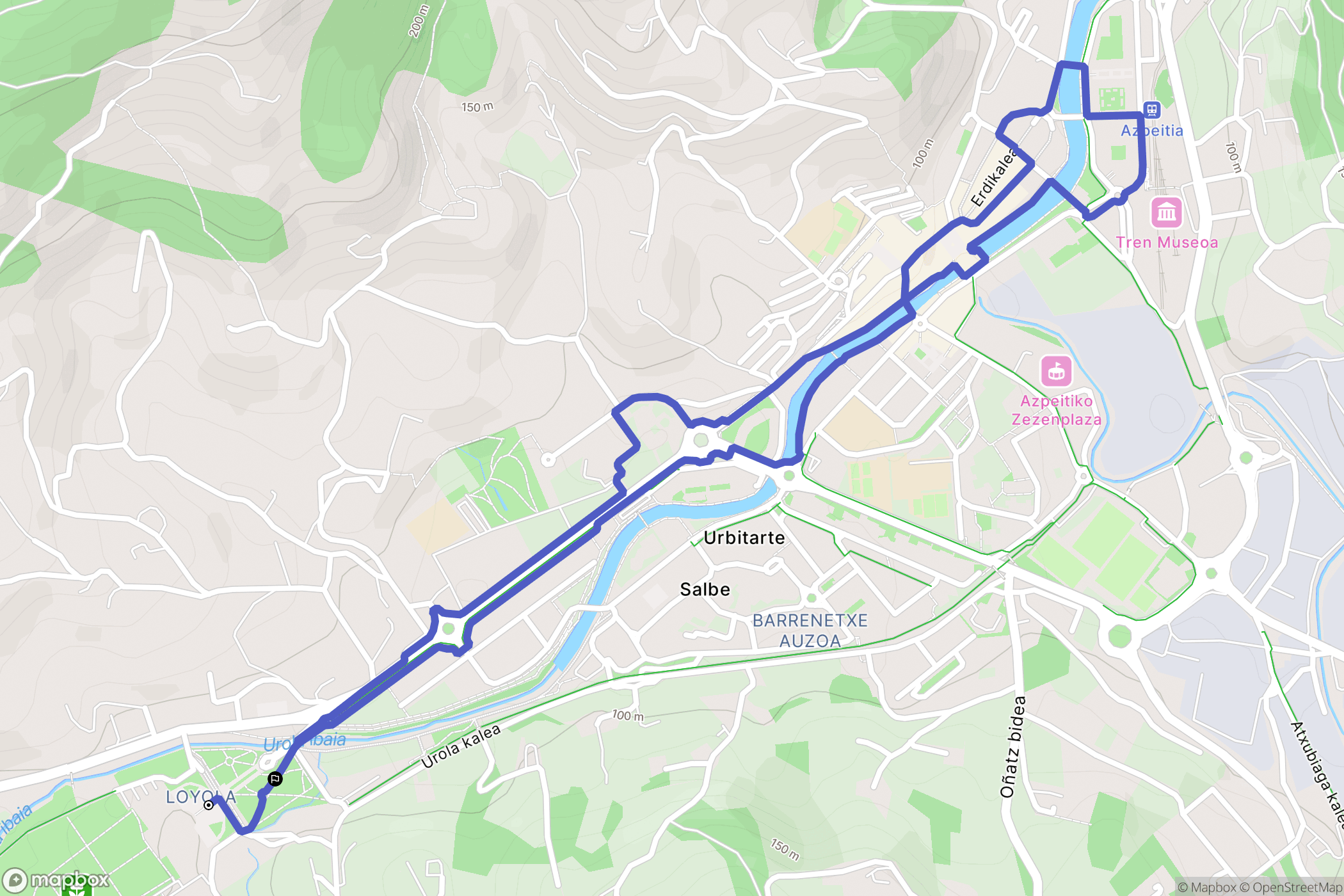 Loiola : carte du parcours de randonnée - Spain