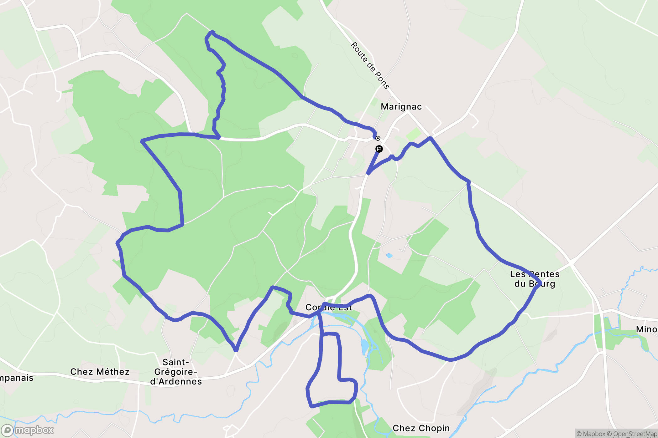 Marignac : carte du parcours de randonnée - France