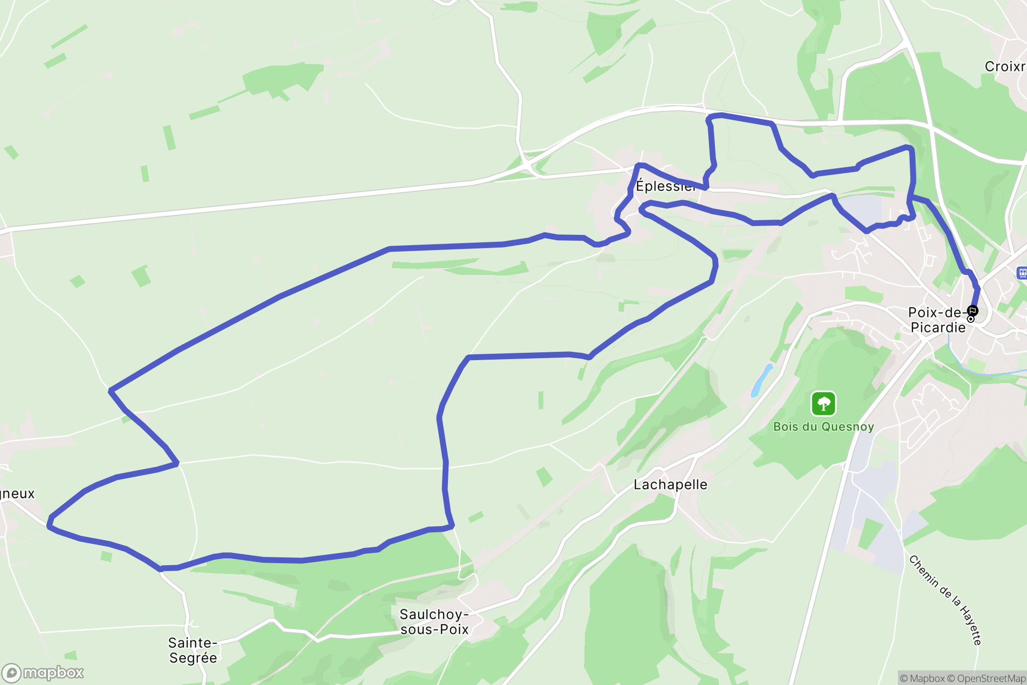 Poix-de-Picardie : carte du parcours de randonnée - France
