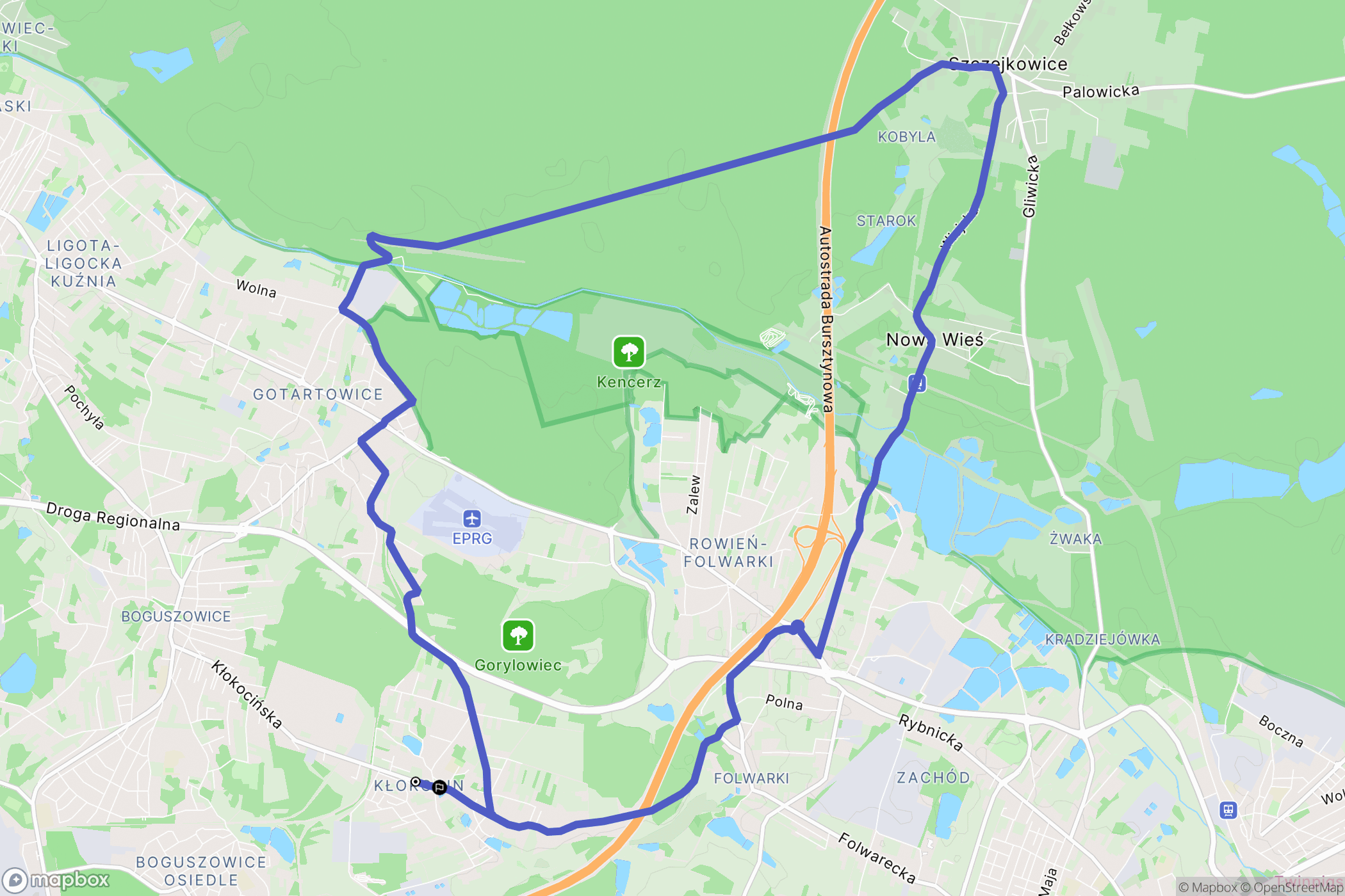 Rybnik: mapa trasy - Poland