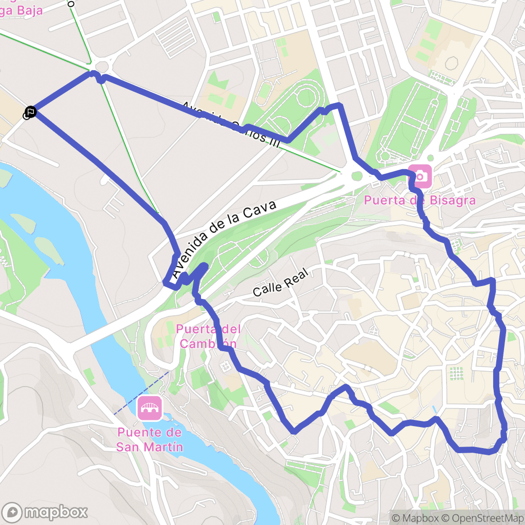 Toledo : carte du parcours de randonnée - Spain