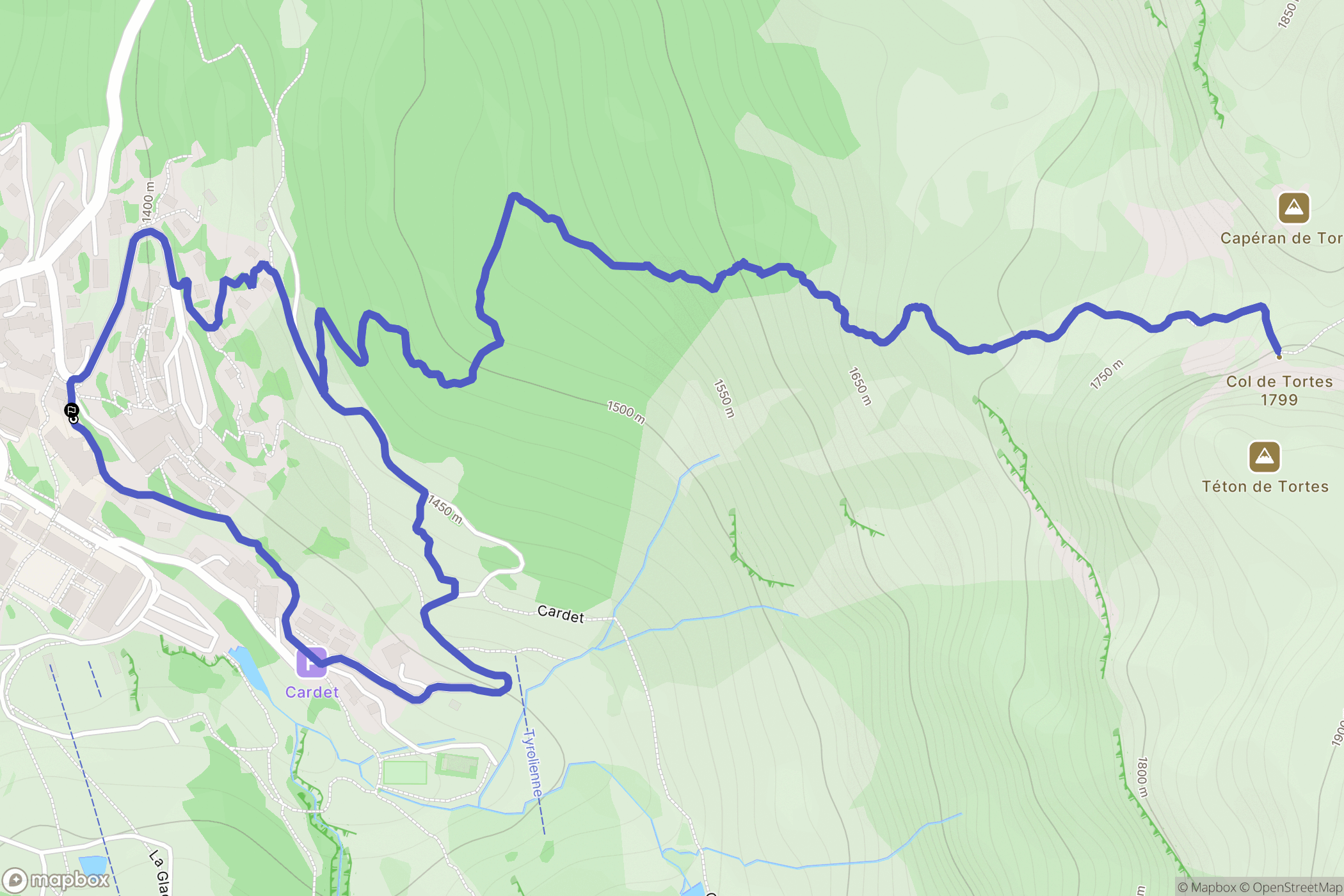 Eaux-Bonnes : carte du parcours de randonnée - France