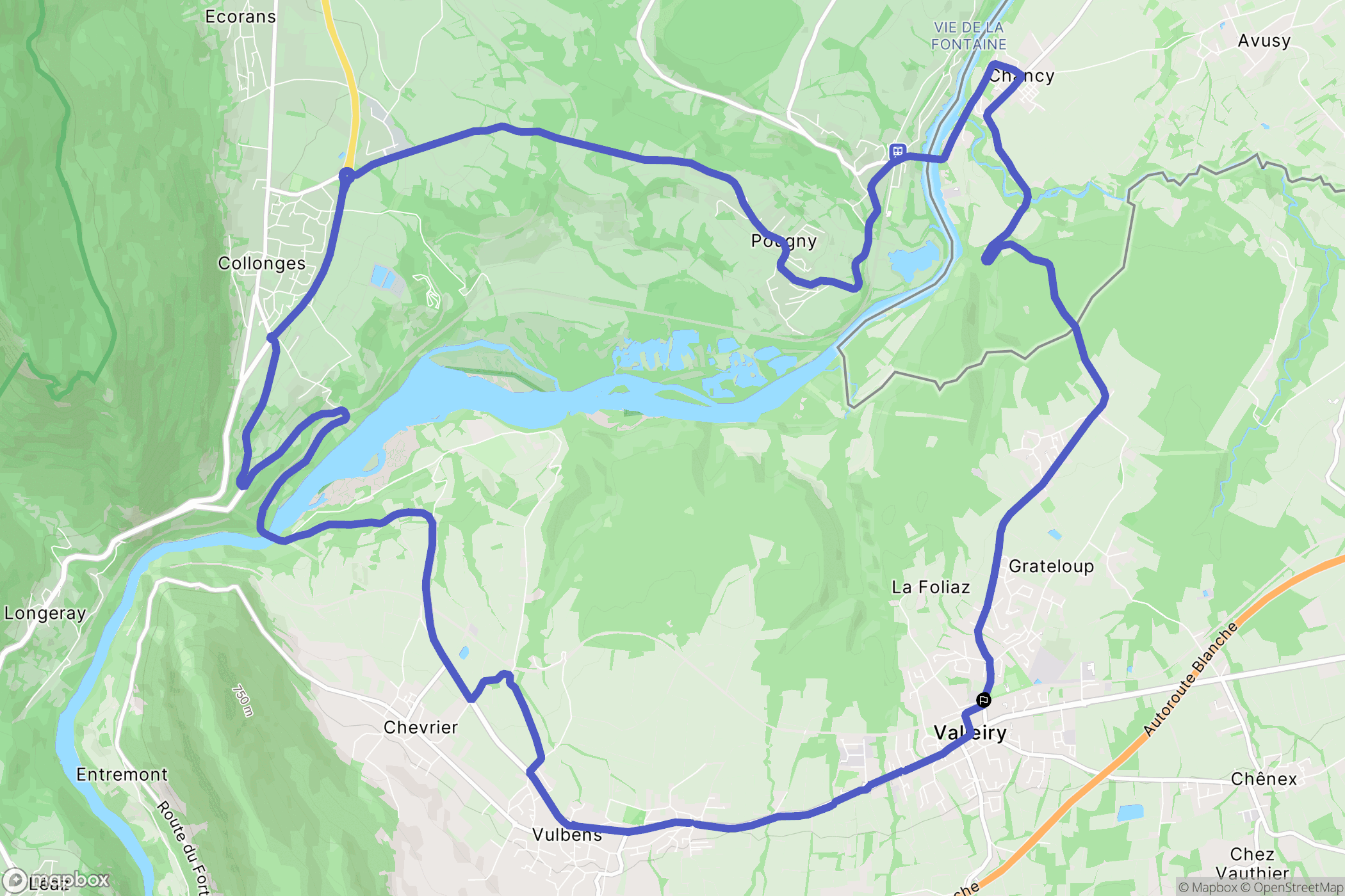 Valleiry : carte du parcours de randonnée - France