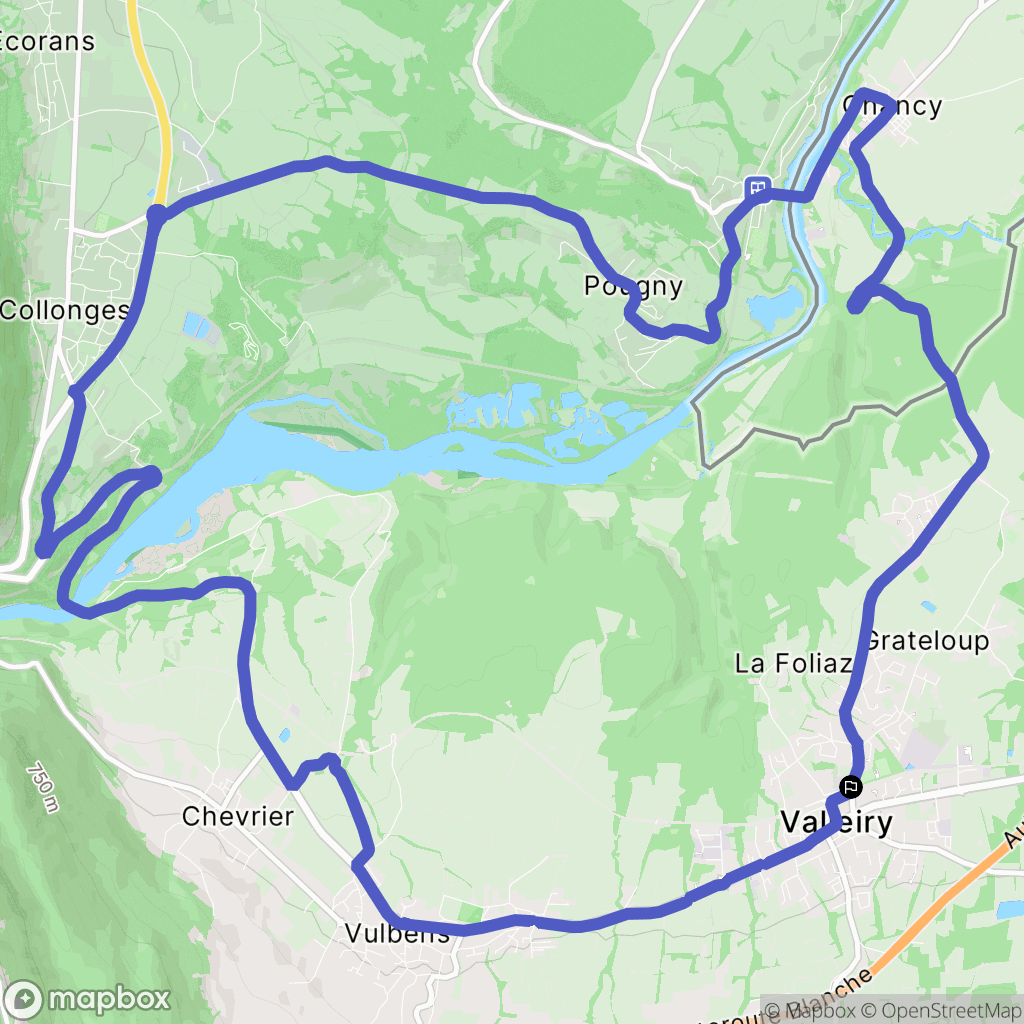 Valleiry : carte du parcours de randonnée - France