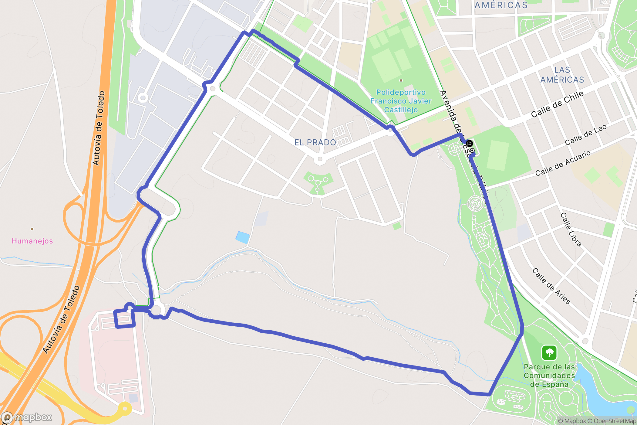 Parla : carte du parcours de randonnée - Spain