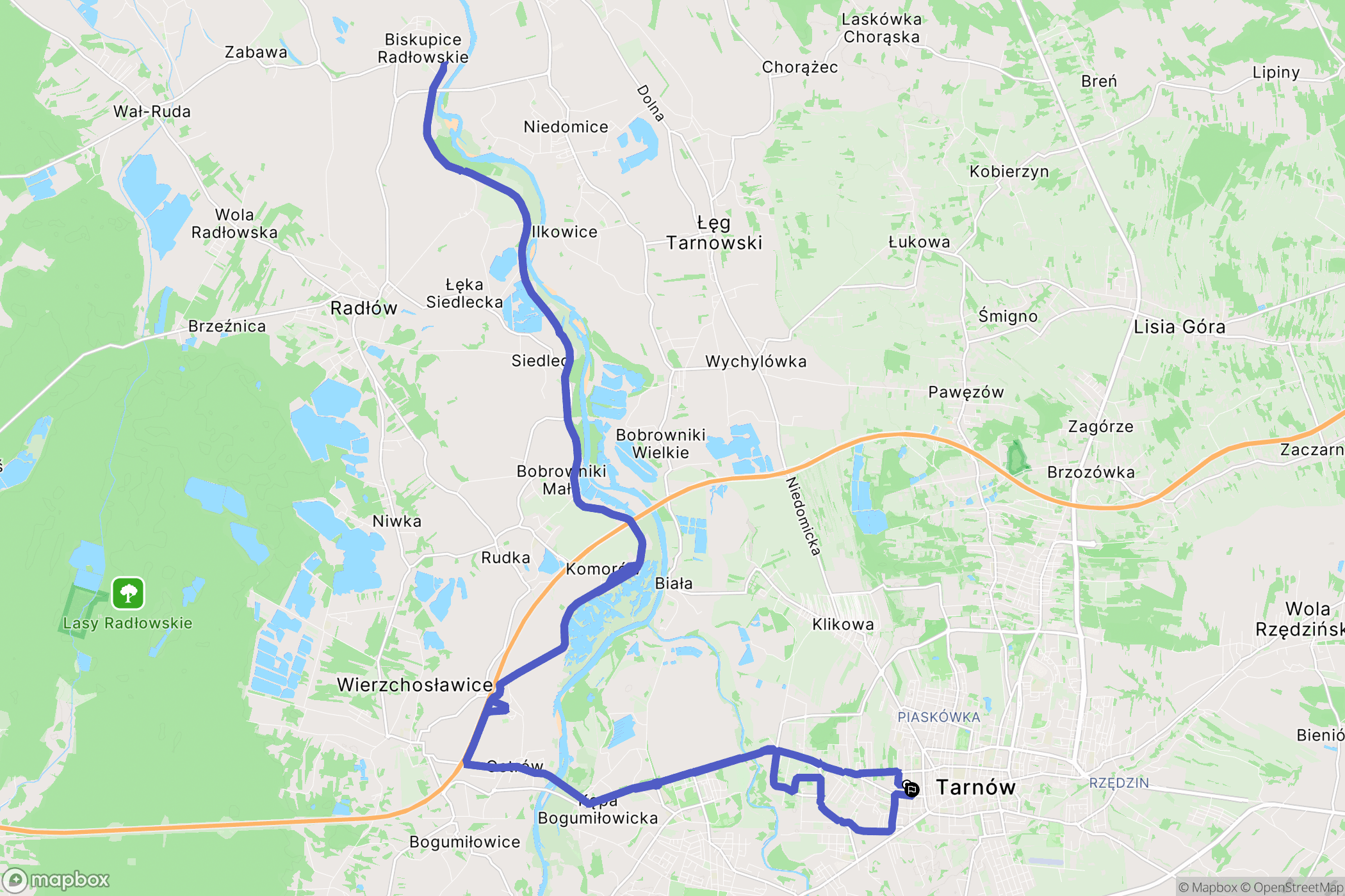 Tarnów: mapa trasy - Poland