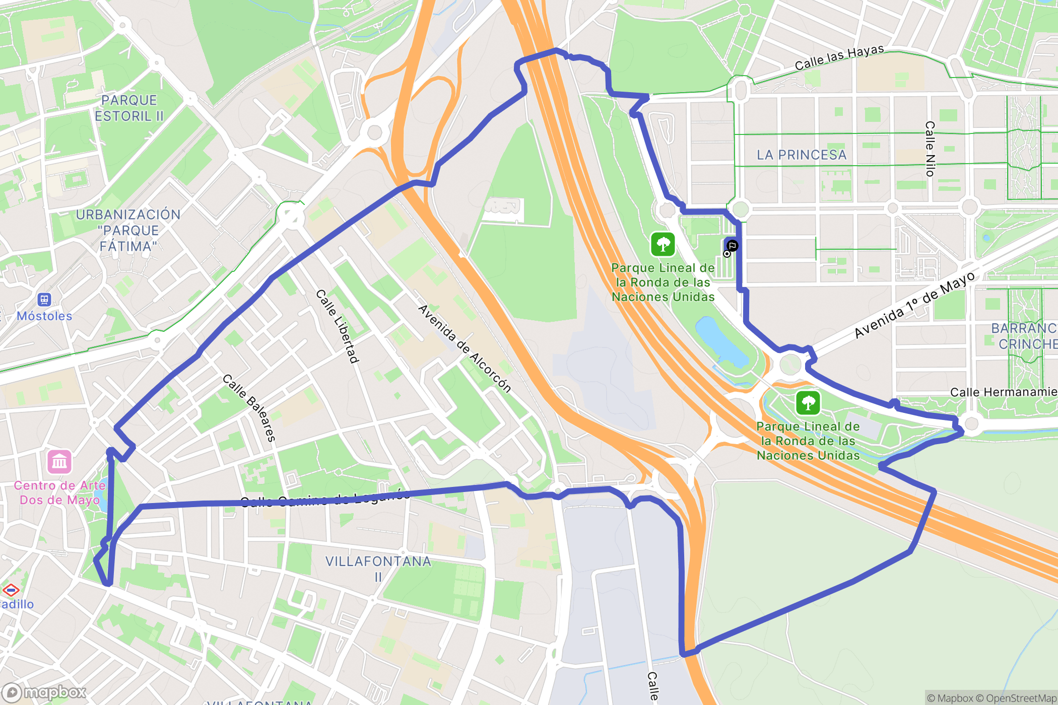 Alcorcón : carte du parcours de randonnée - Spain