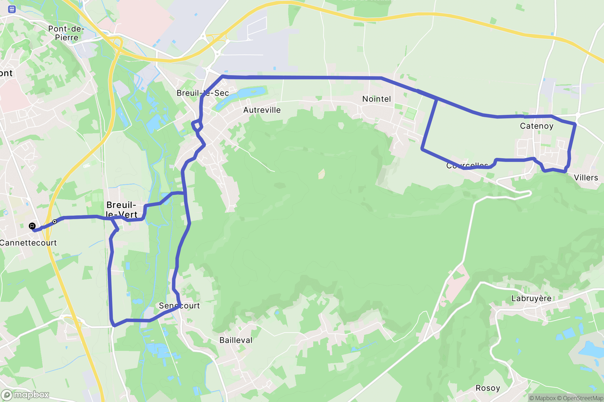 Breuil-le-Vert : carte du parcours de randonnée - France