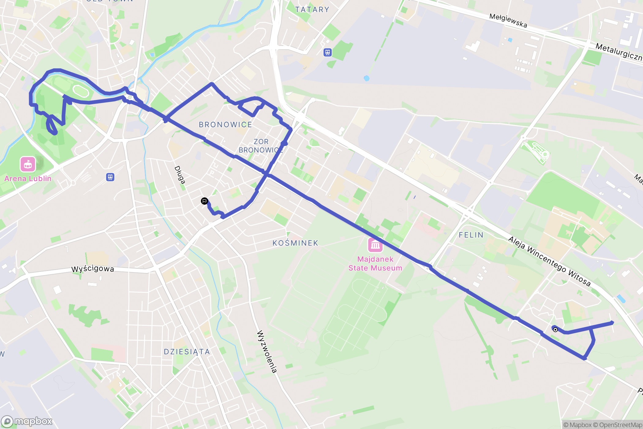 Lublin: mapa trasy - Poland