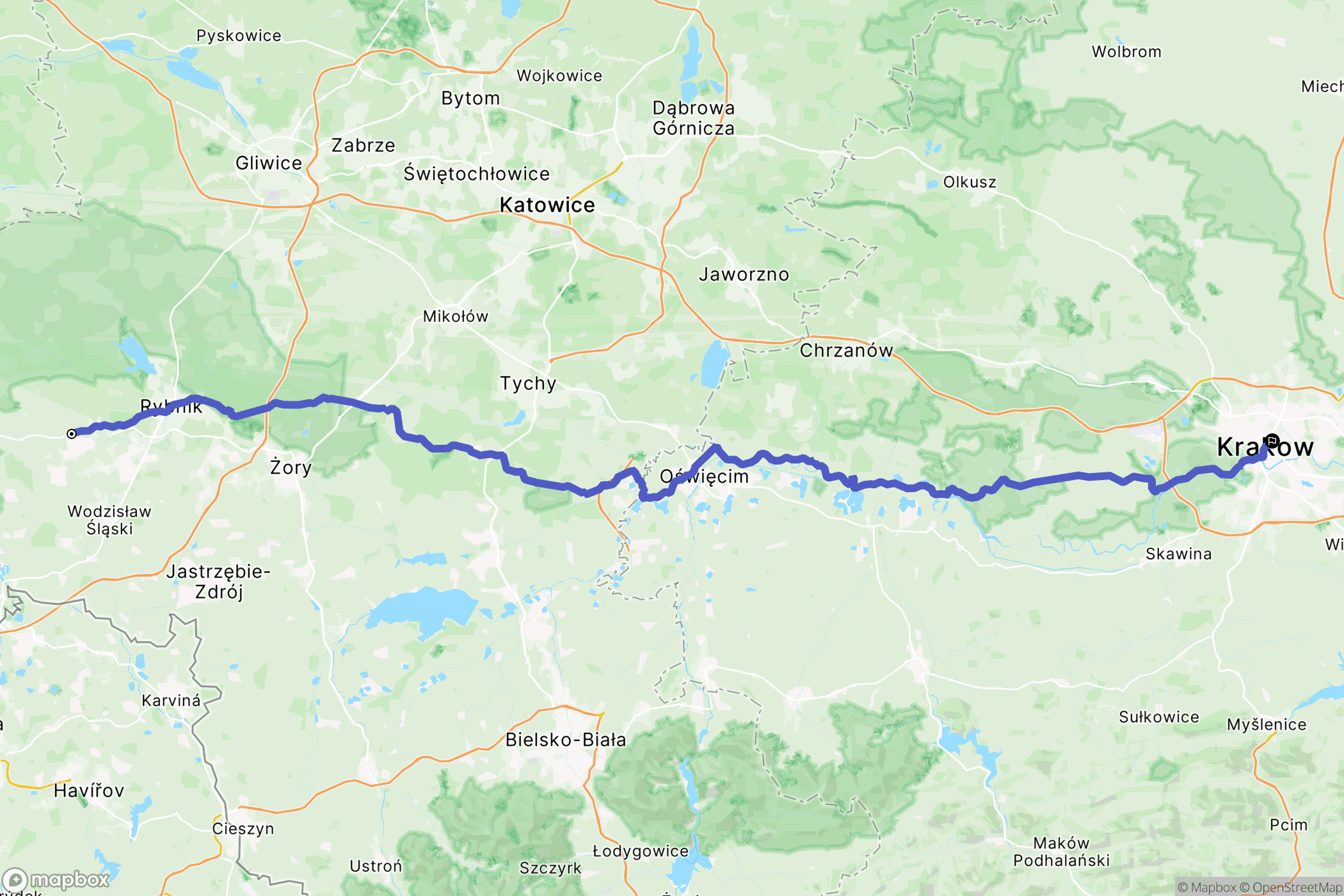 Rydułtowy: mapa trasy - Poland