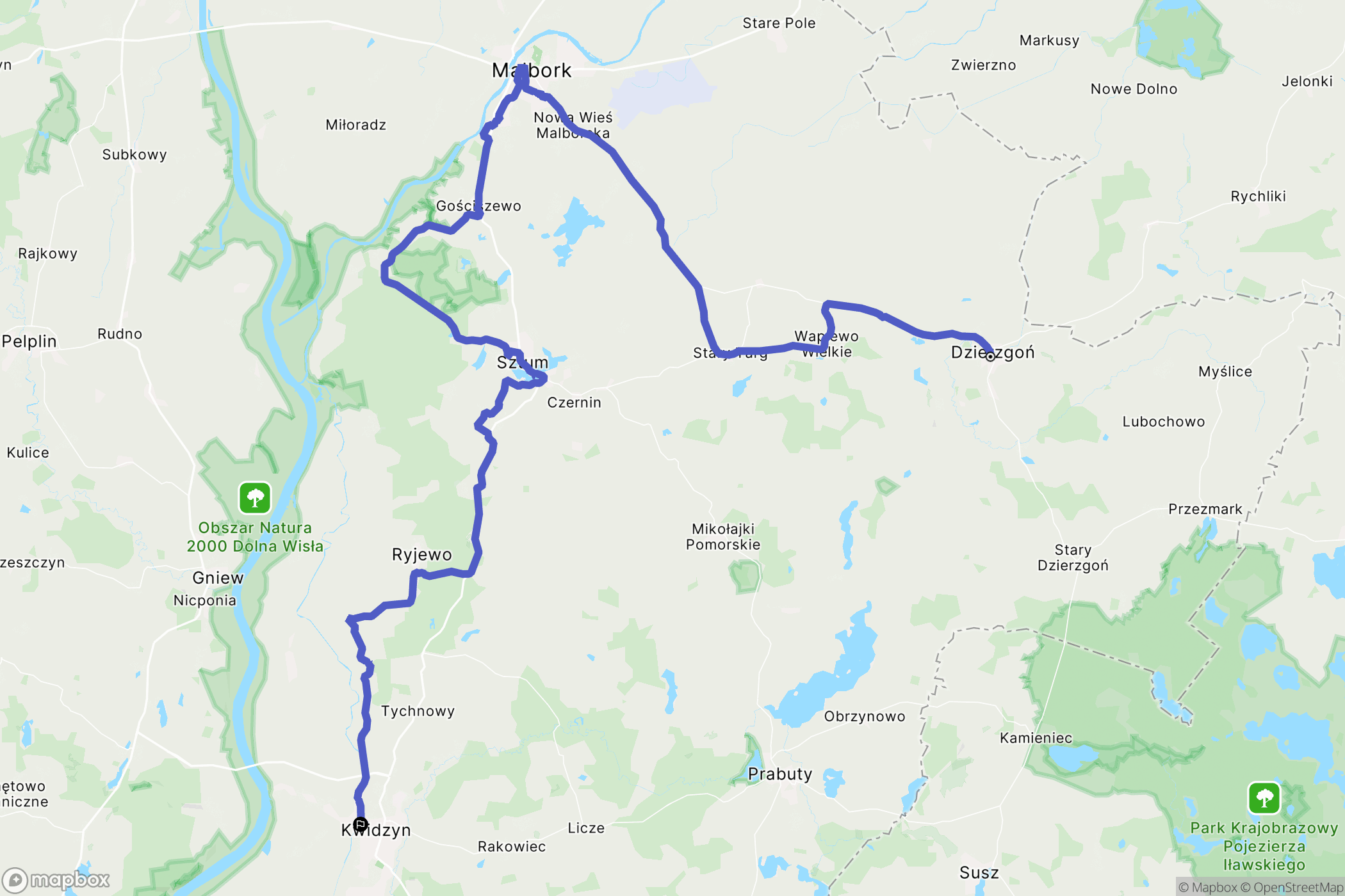 Dzierzgoń: mapa trasy - Poland