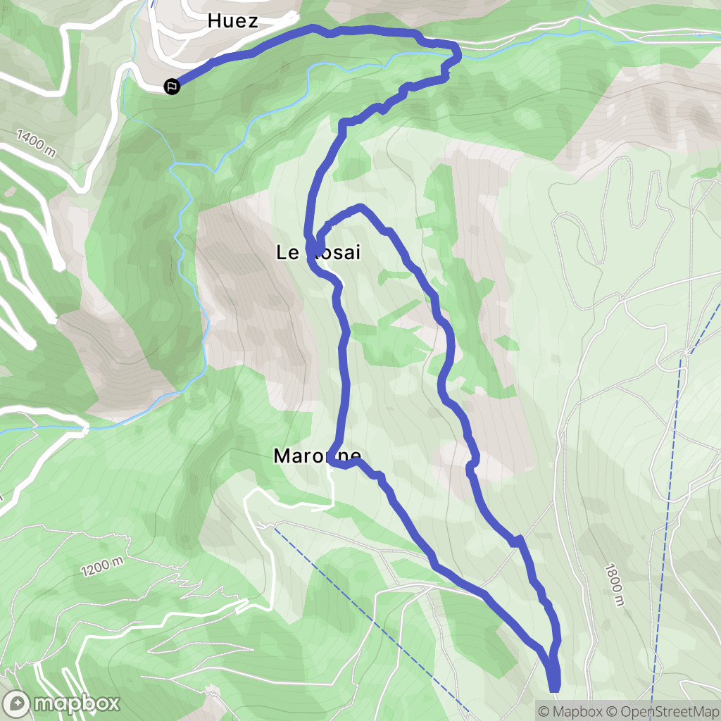 Huez : carte du parcours de randonnée - France