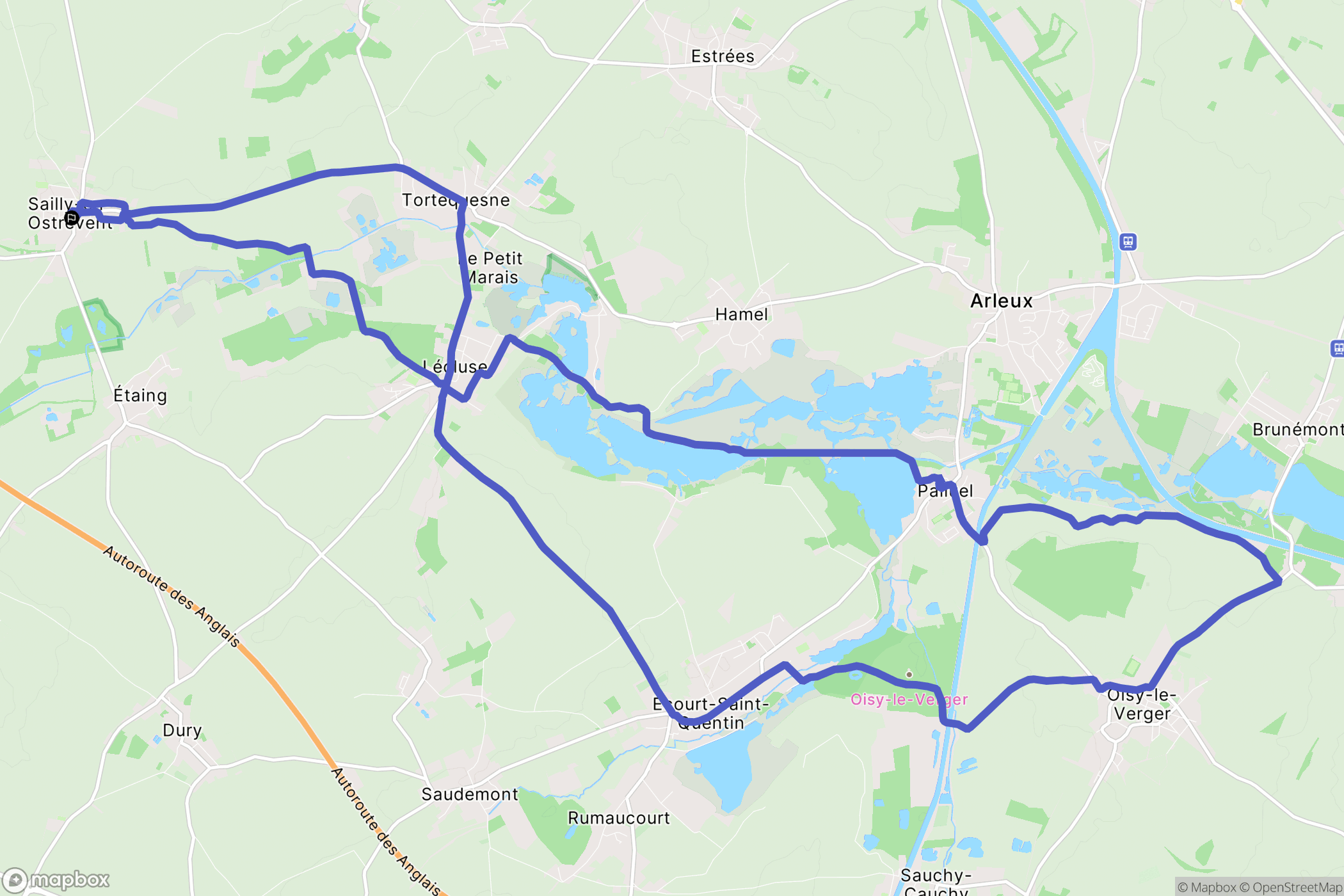 Sailly-en-Ostrevent : carte du parcours de randonnée - France