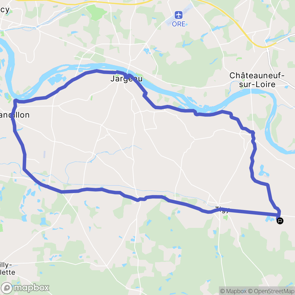 Neuvy-en-Sullias : carte du parcours de randonnée - France