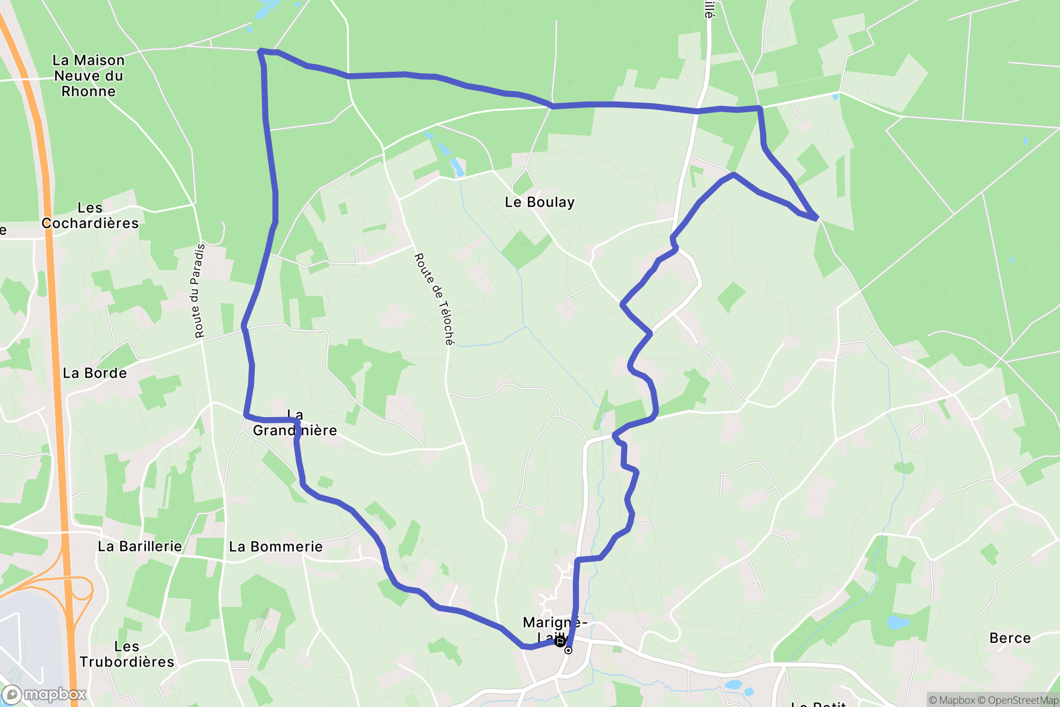 Marigné-Laillé : carte du parcours de randonnée - France