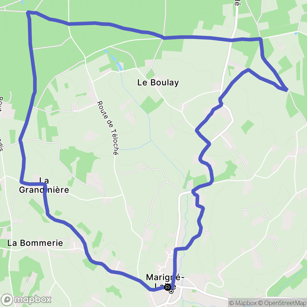 Marigné-Laillé : carte du parcours de randonnée - France