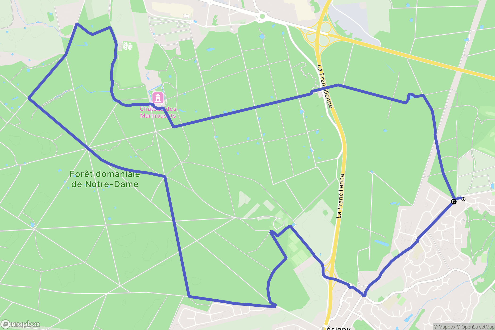 Lésigny : carte du parcours de randonnée - France