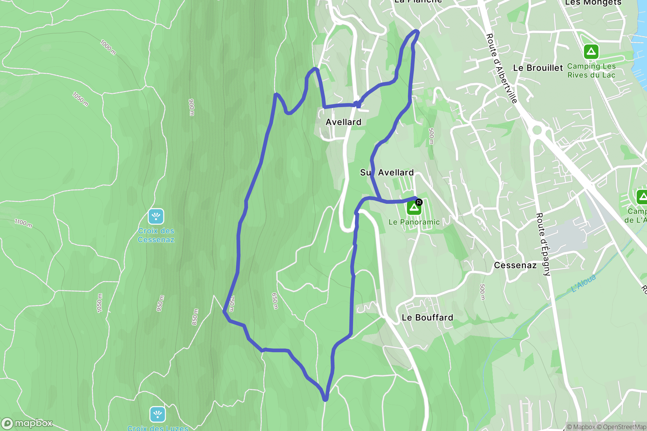 Sevrier : carte du parcours de randonnée - France