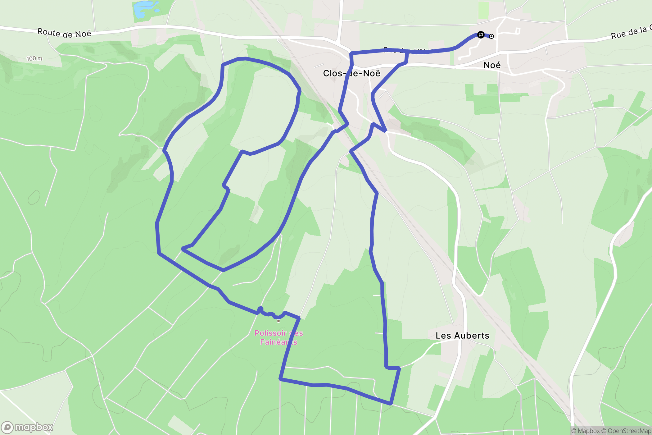 Noé : carte du parcours de randonnée - France