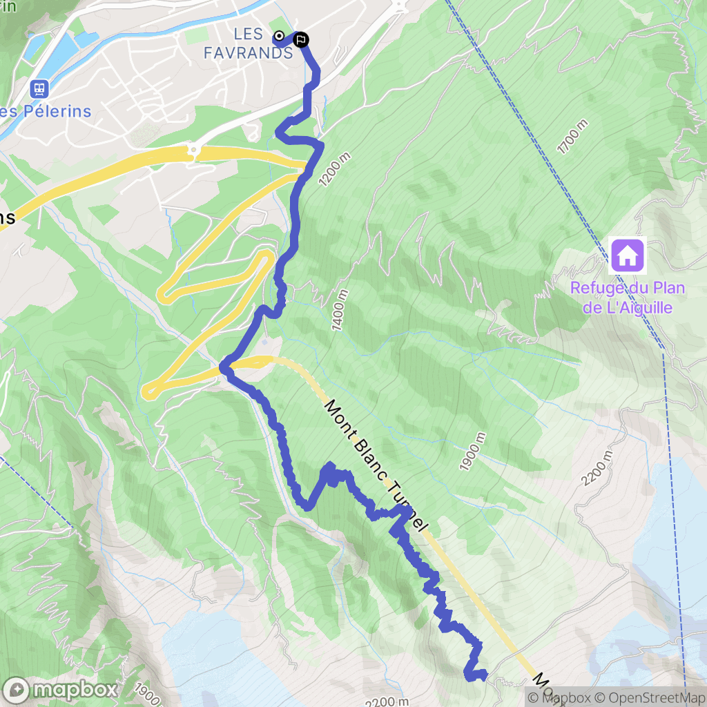 Chamonix-Mont-Blanc : carte du parcours de randonnée - France