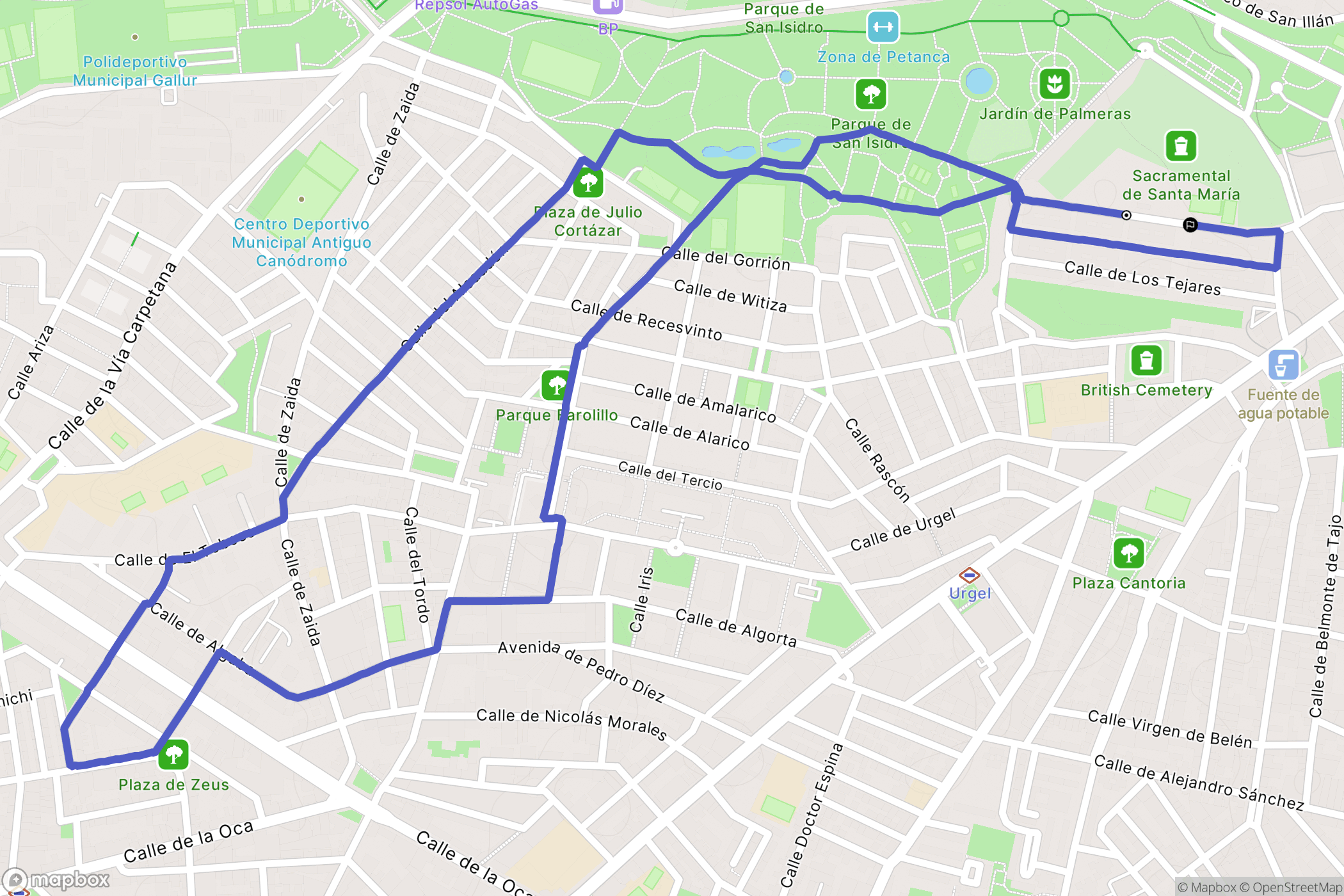 Madrid : carte du parcours de randonnée - Spain