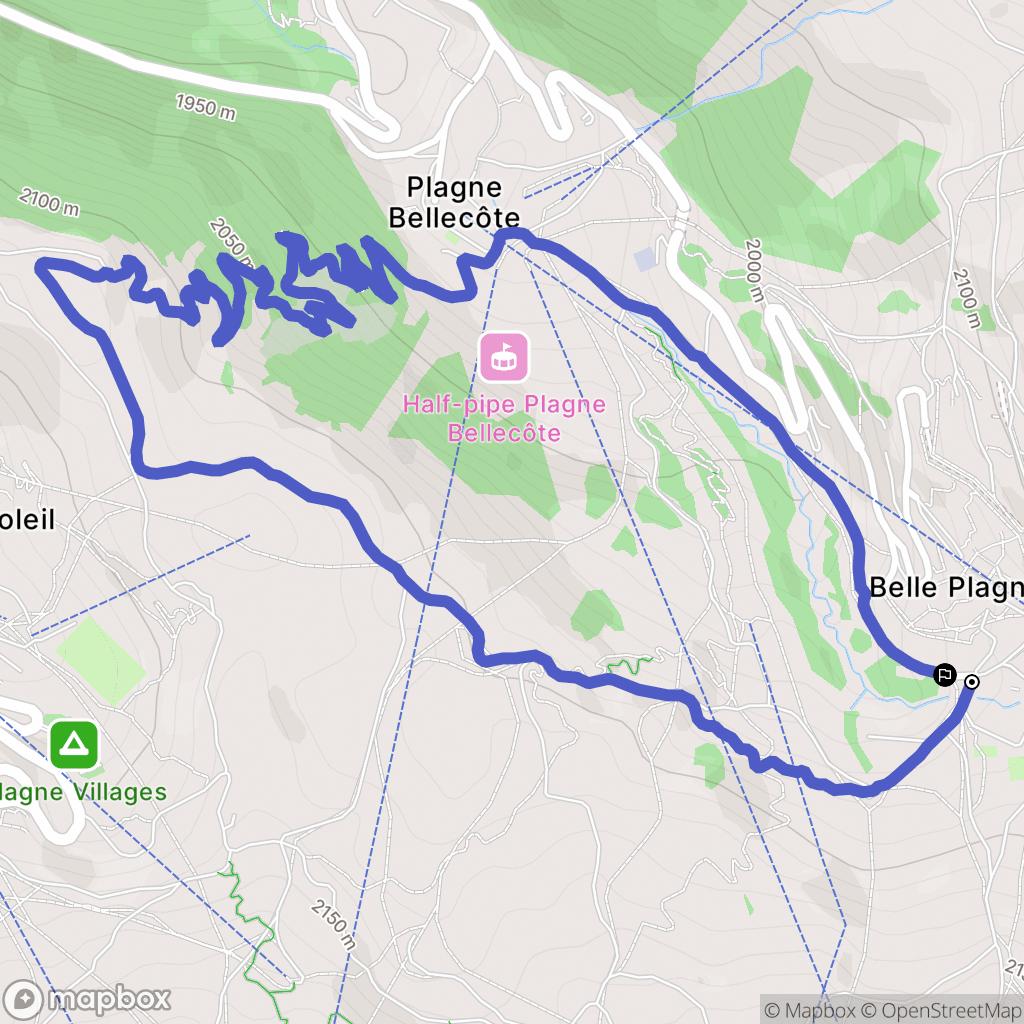 La Plagne Tarentaise : carte du parcours de randonnée - France