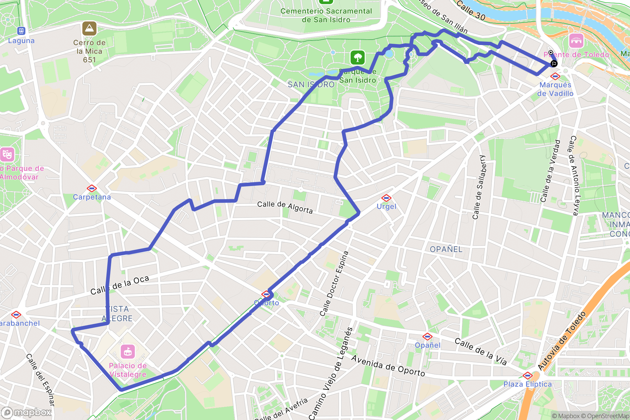 Madrid : carte du parcours de randonnée - Spain