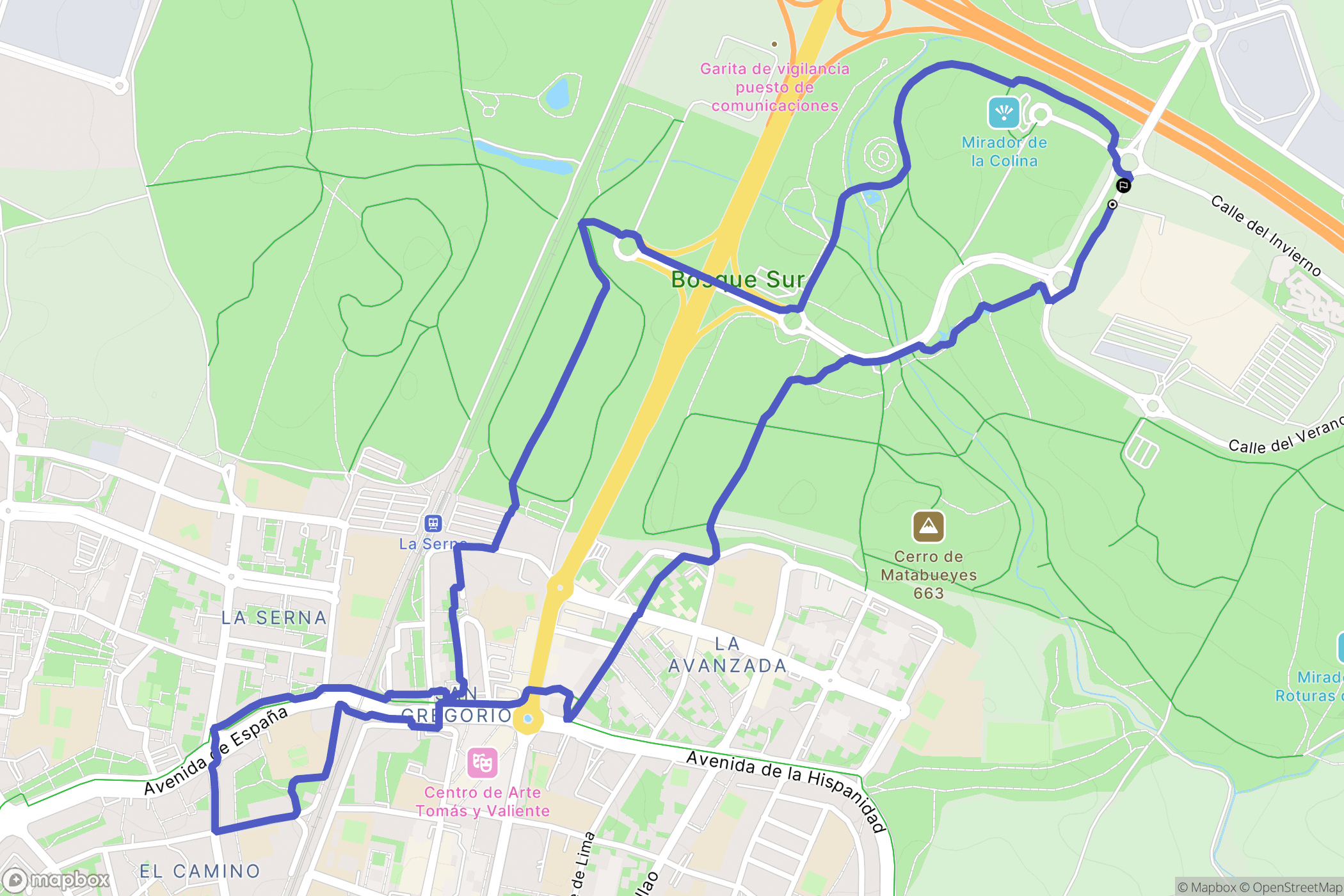 Leganés : carte du parcours de randonnée - Spain