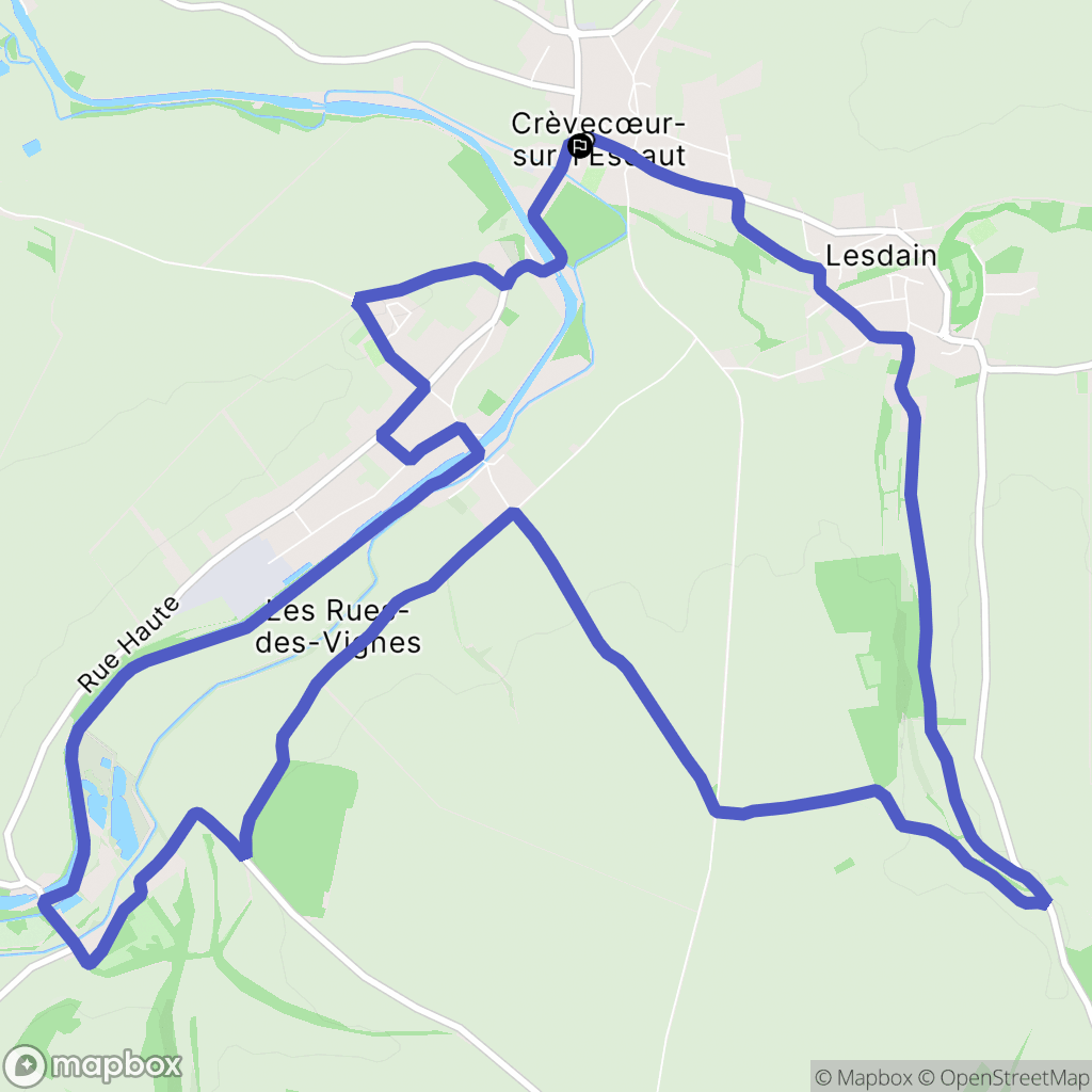 Crèvecœur-sur-l'Escaut : carte du parcours de randonnée - France