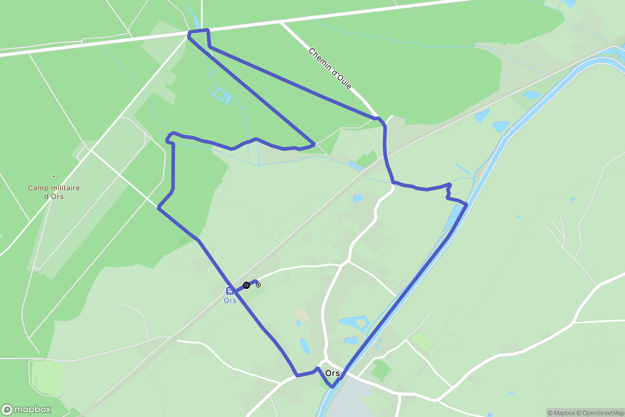 Ors : carte du parcours de randonnée - France