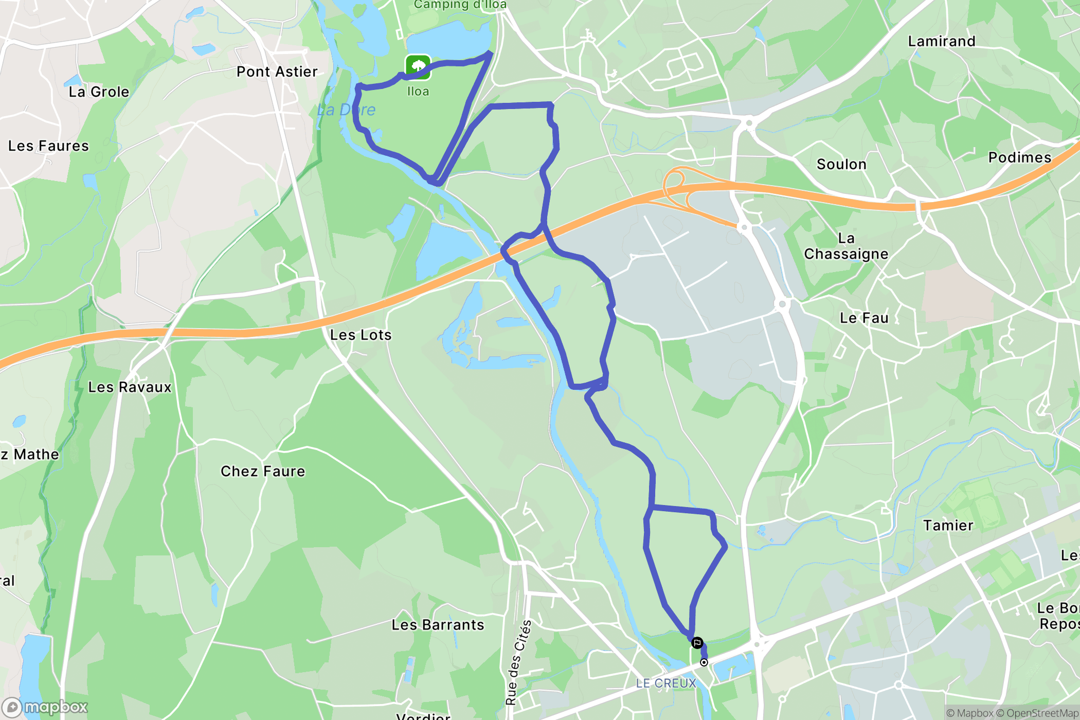 Thiers : carte du parcours de randonnée - France