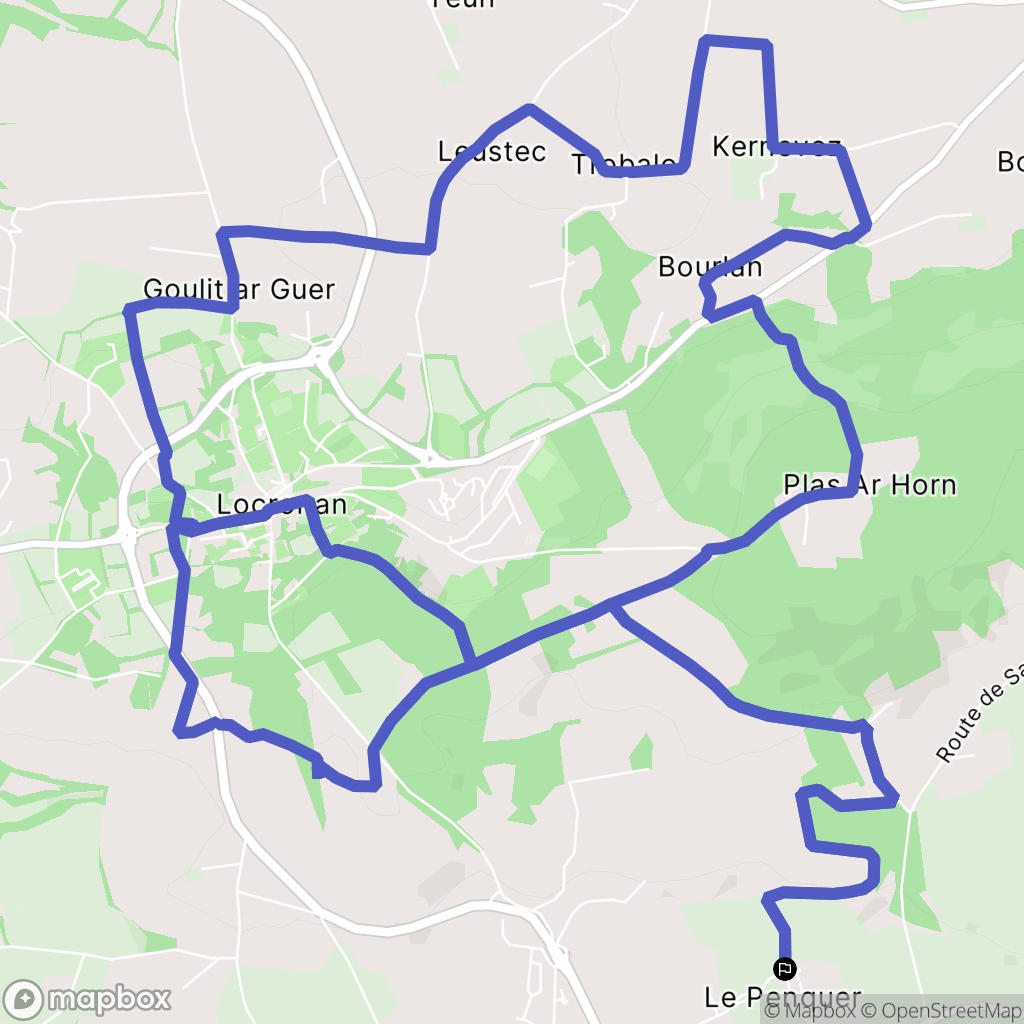Plogonnec : carte du parcours de randonnée - France