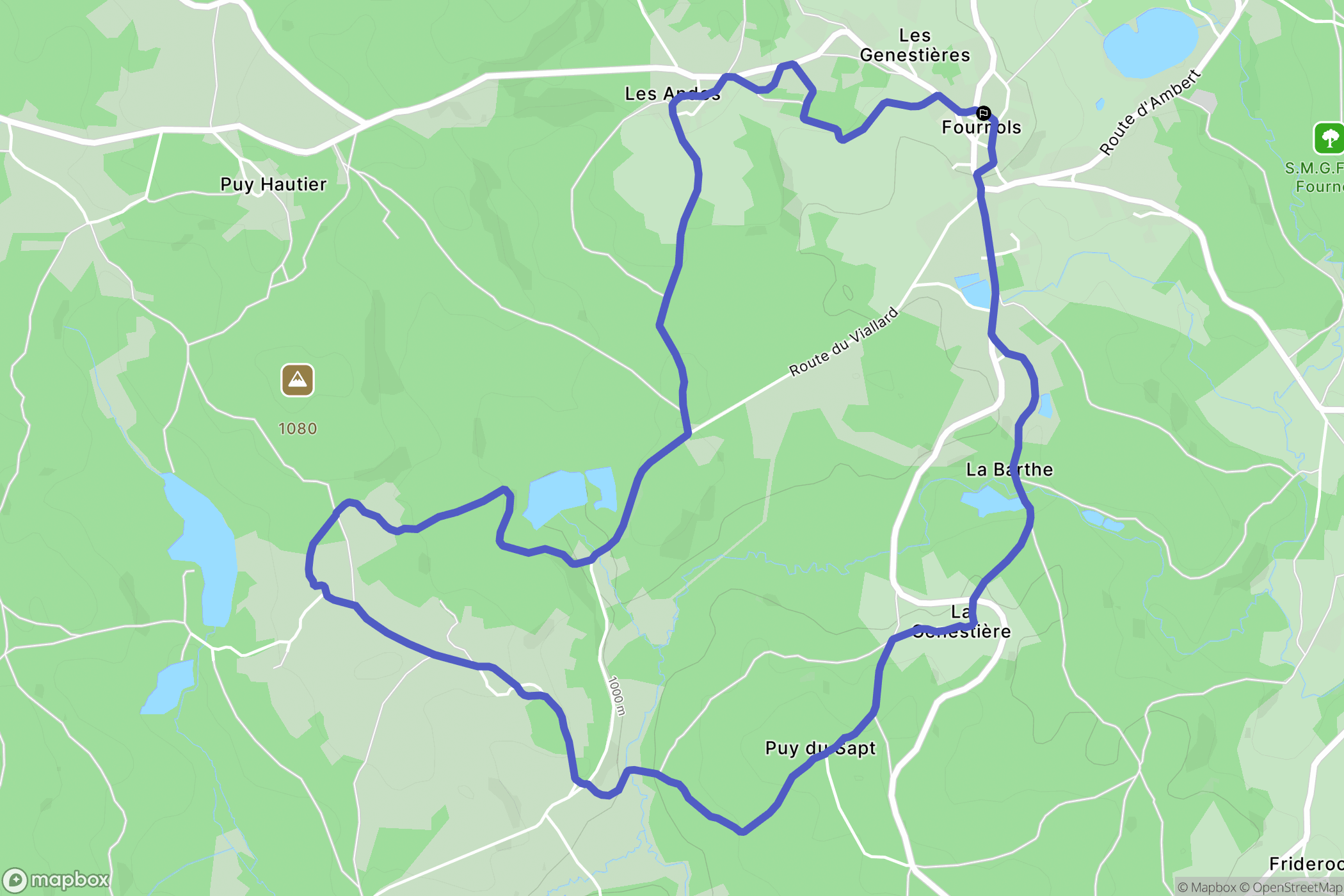 Fournols : carte du parcours de randonnée - France