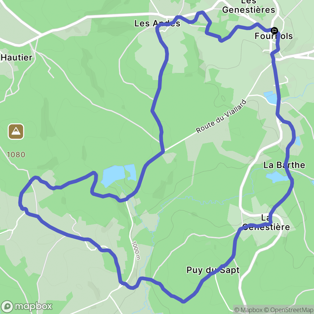 Fournols : carte du parcours de randonnée - France