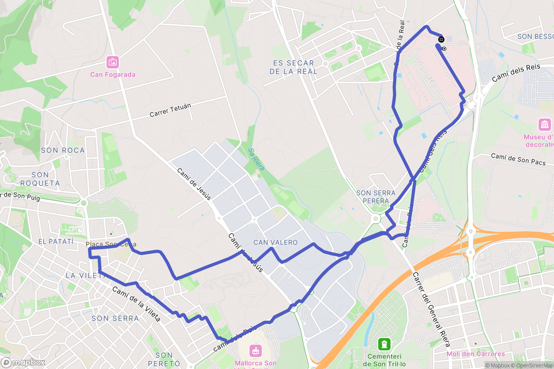 Palma : carte du parcours de randonnée - Spain