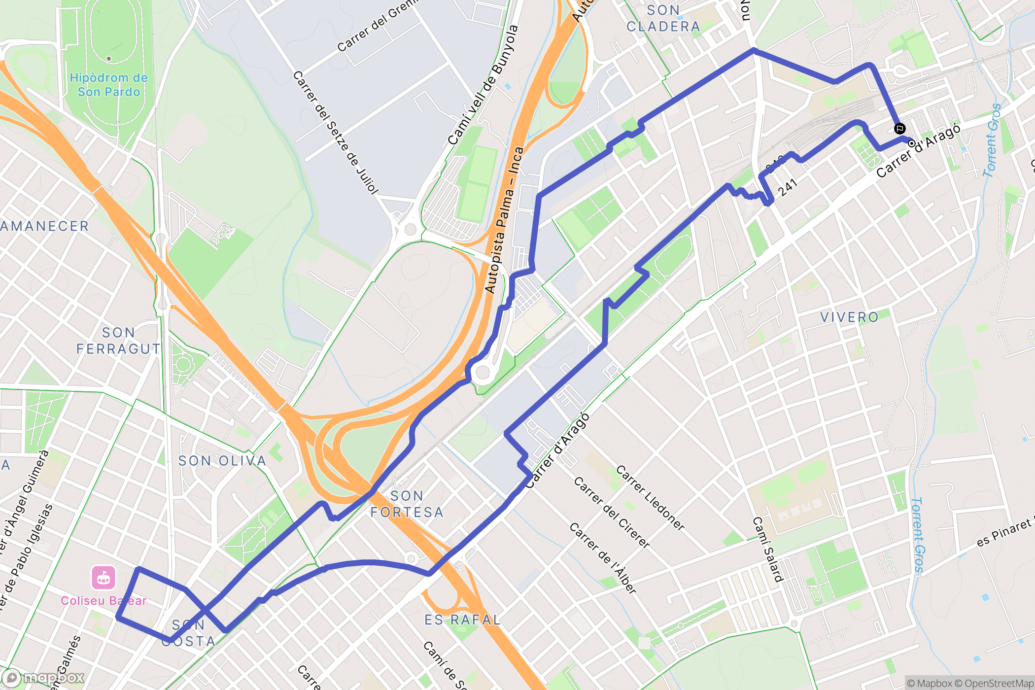 Palma : carte du parcours de randonnée - Spain