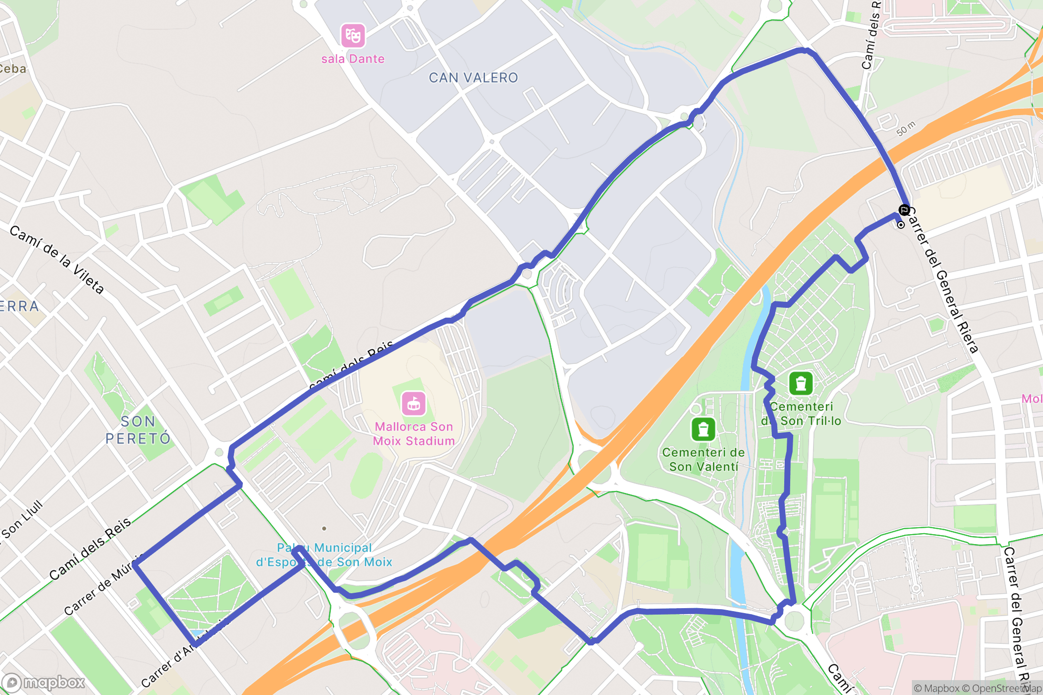 Palma : carte du parcours de randonnée - Spain