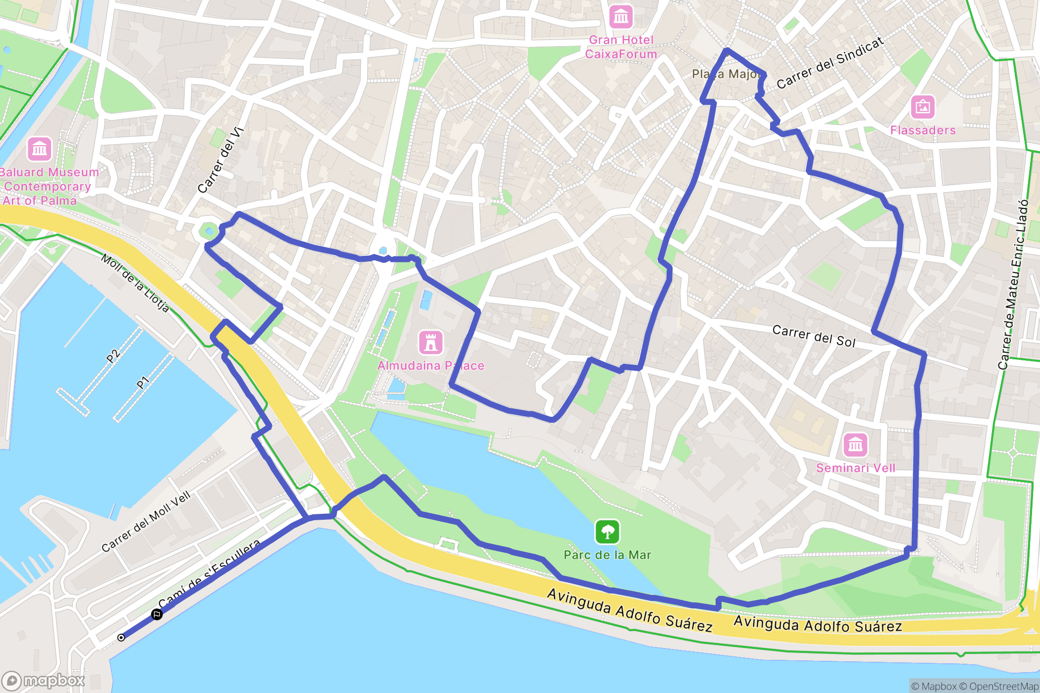 Palma : carte du parcours de randonnée - Spain