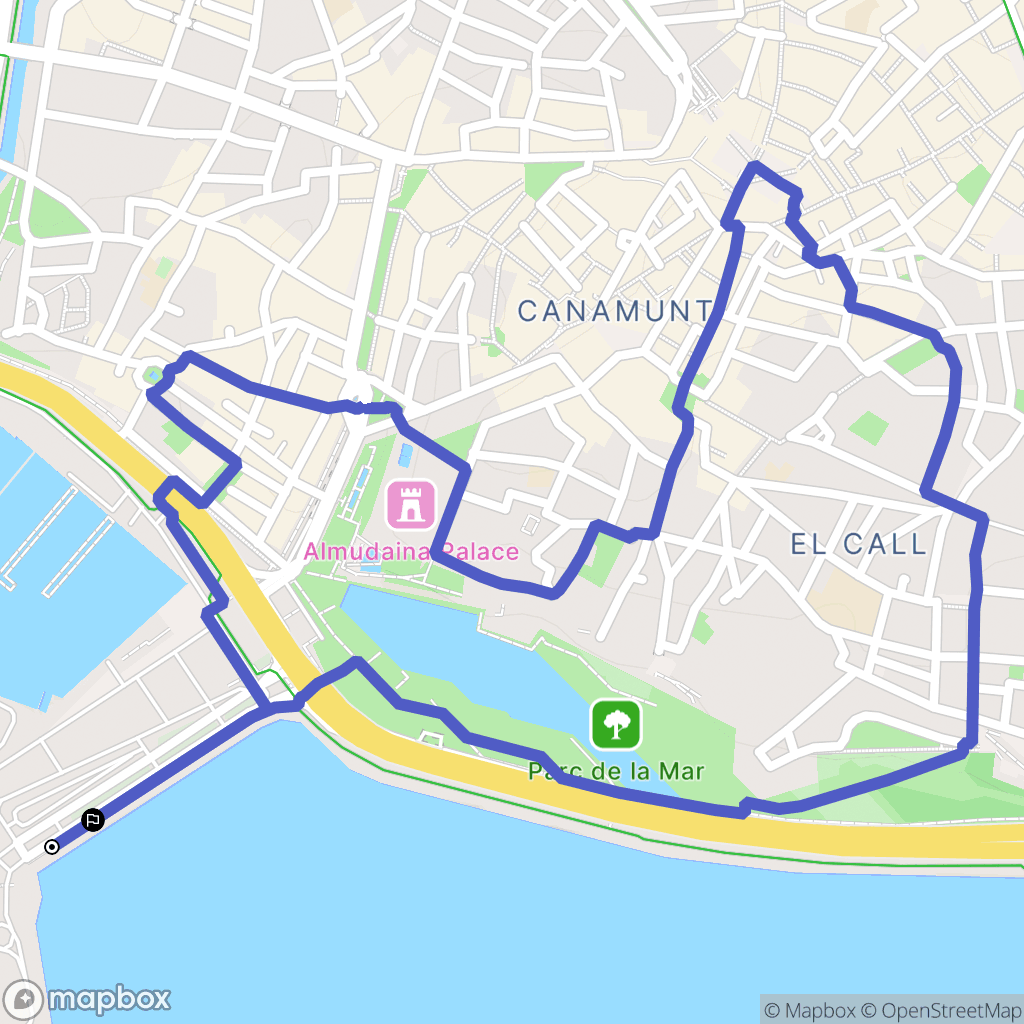 Palma : carte du parcours de randonnée - Spain