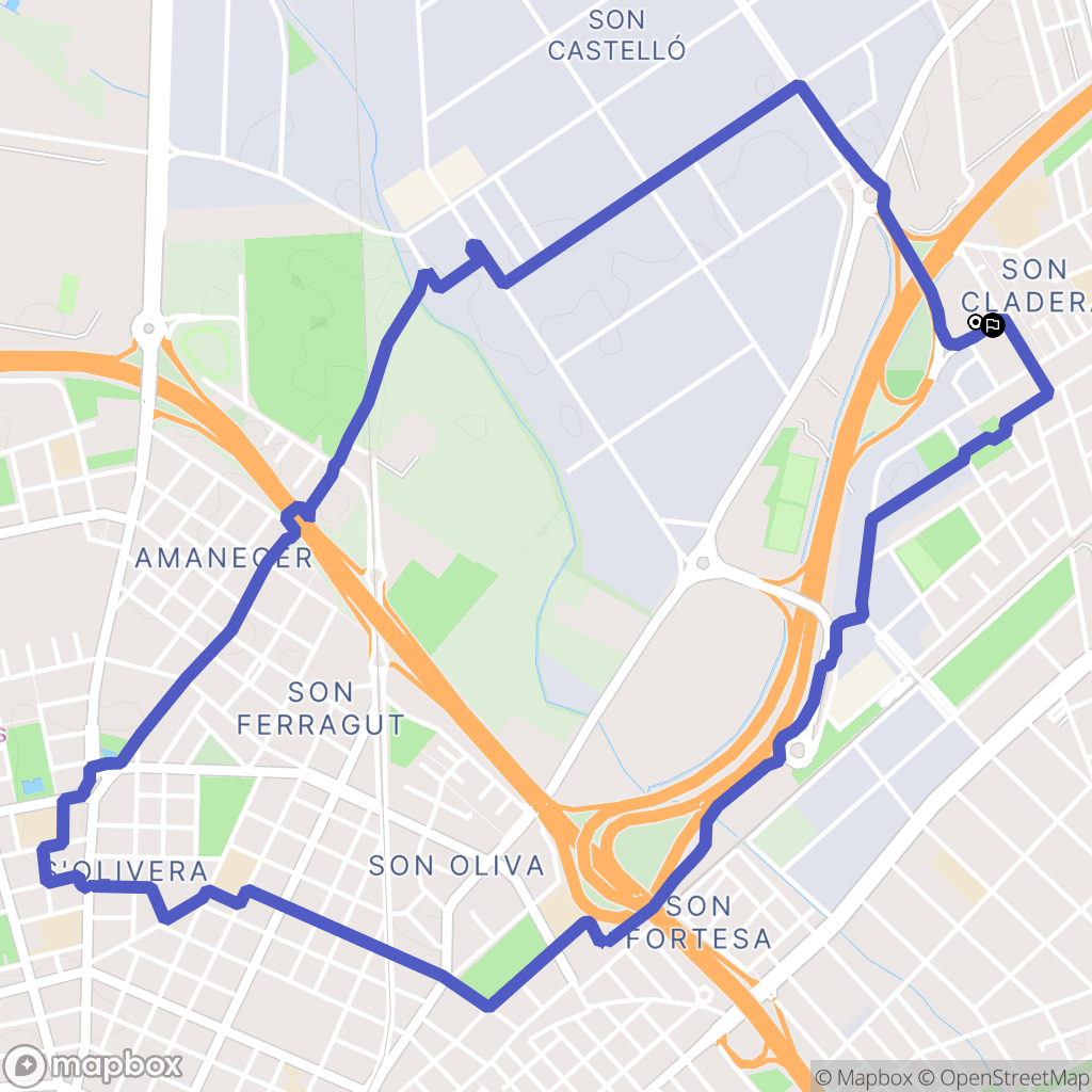 Palma : carte du parcours de randonnée - Spain